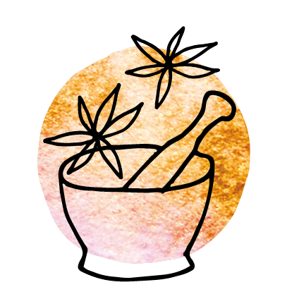 Symbol: Vase mit Zweigen auf Aquarell-Kreis